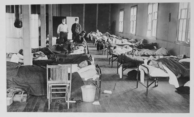Një spital ushtarak në shtetin Kolorado të ShBA-së në vitin 1918